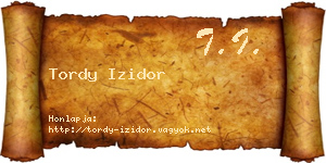 Tordy Izidor névjegykártya